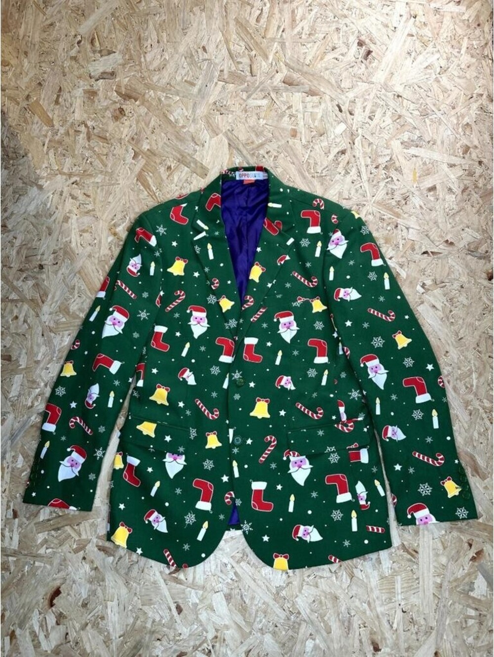 OppoSuits Christmas Blazer Mens EU 54 US 44 Green Santa Stocking Novelty Jacket